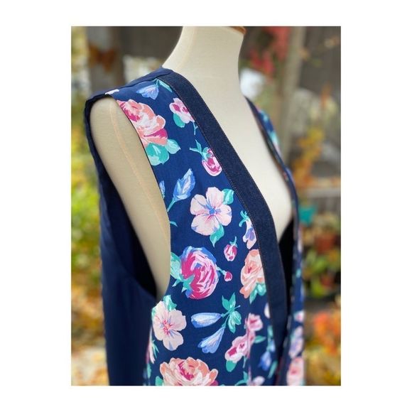 Vintage Carpet Vest Floral Satin Granny-core Denim - Picture 2 of 7